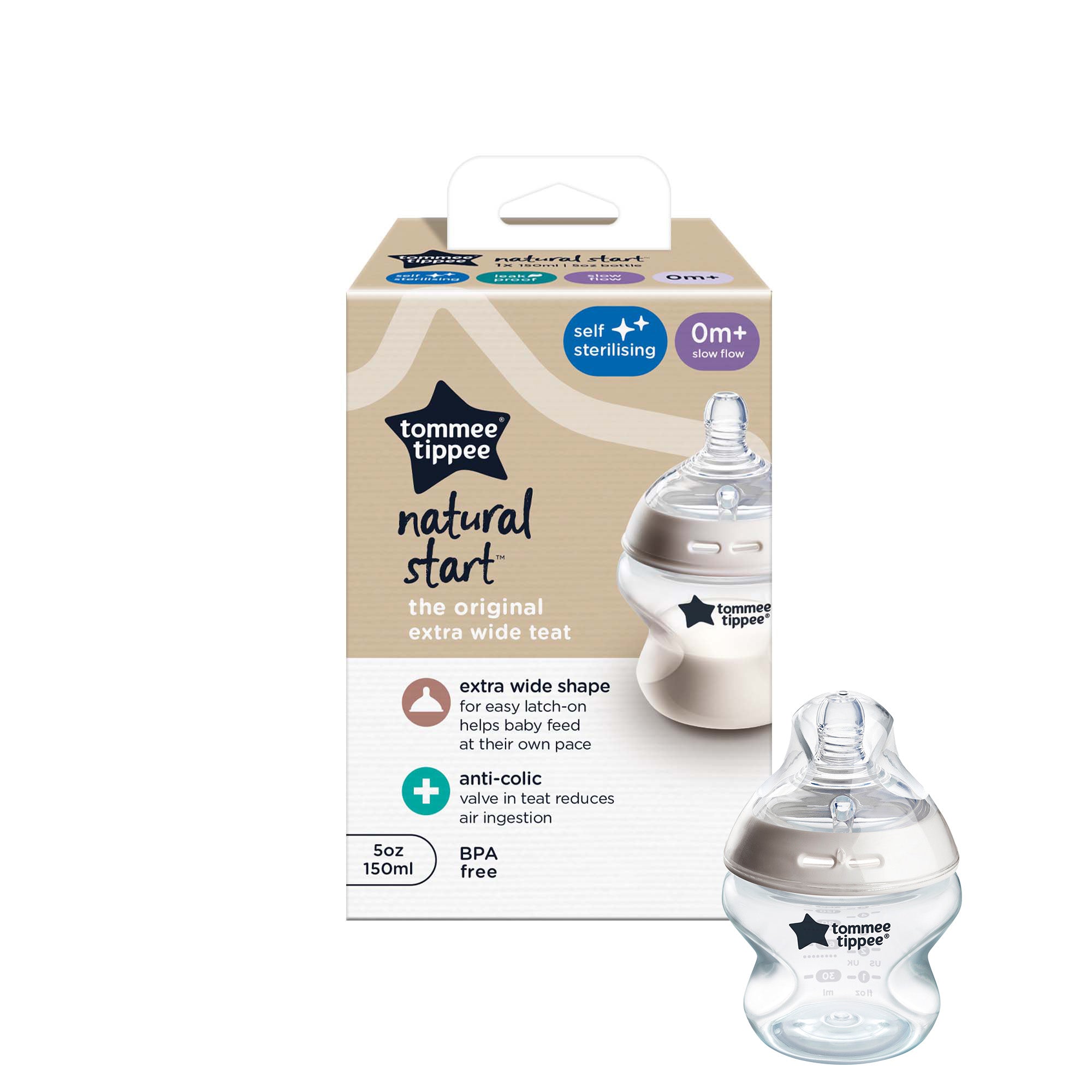 Tommee Tippee Natural Start 150ml Self Sterilising Bottle 1pk