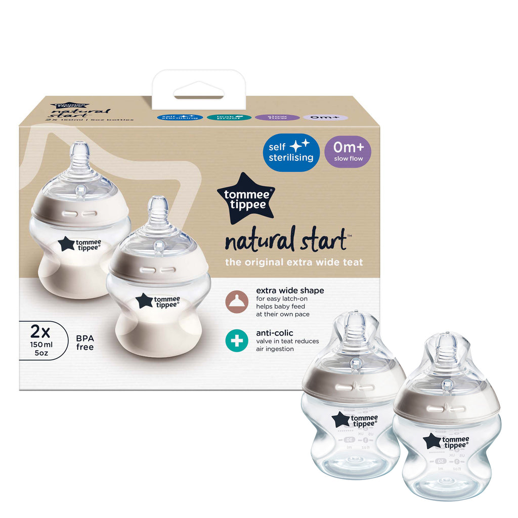Tomme Tippee Natural Start 150ml Self Sterilising Bottle 2pk