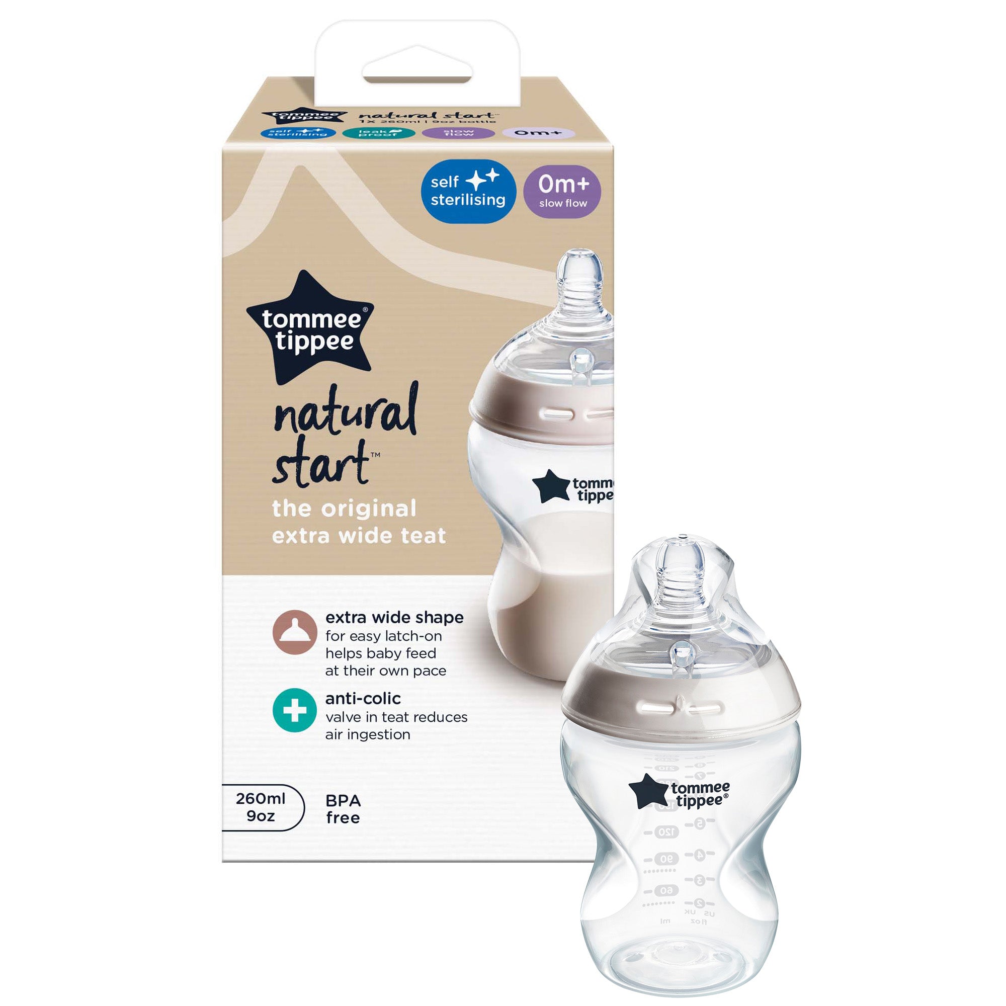 Tommee Tippee Natural Start 260ml Self Sterilising Bottle 1pk