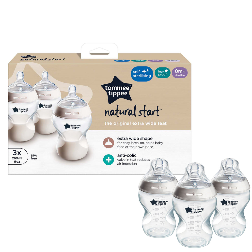 Tommee Tippee Natural Start 260ml Self Sterilising Bottle 3pk
