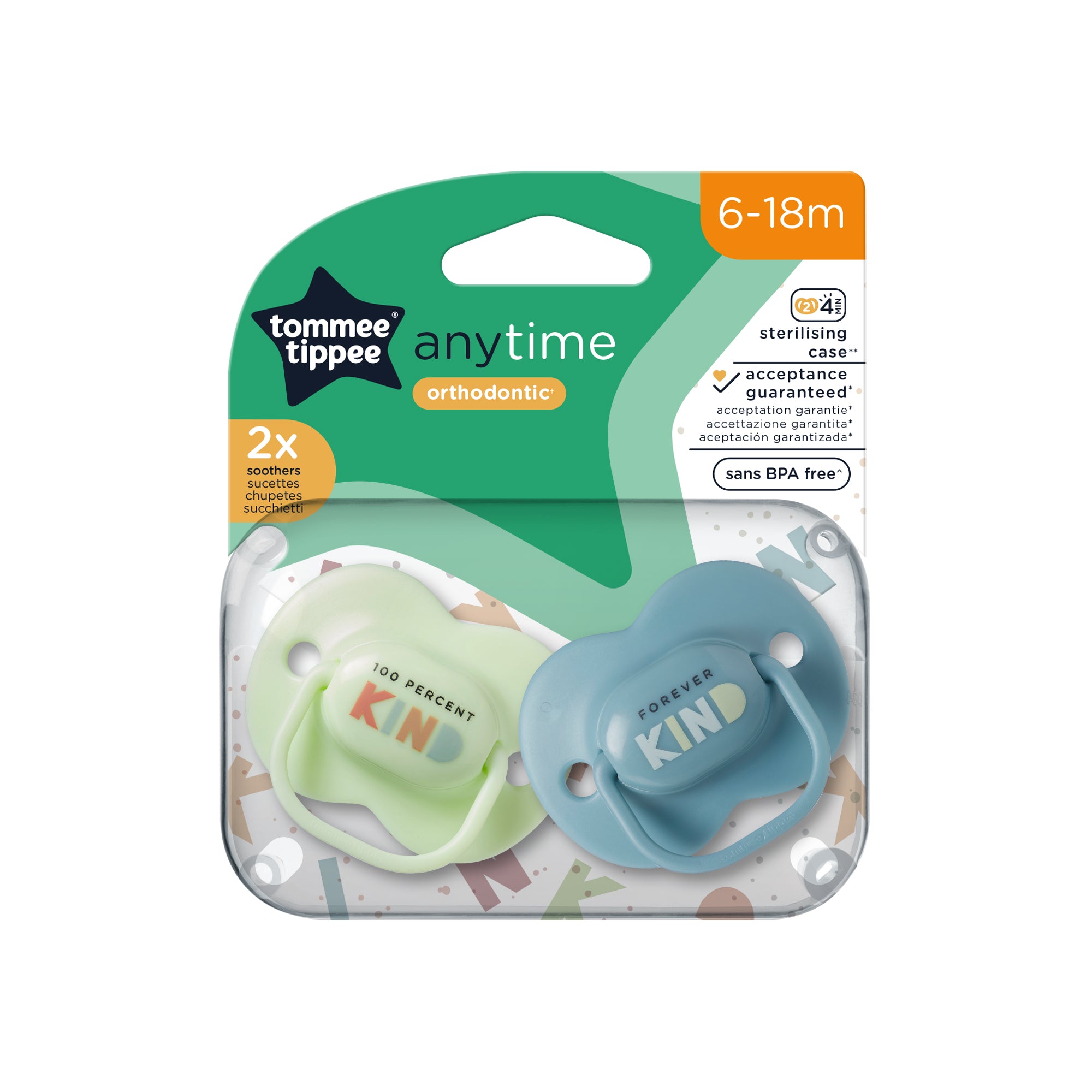 Tommee Tippee Anytime Soother 6-18m 2pk