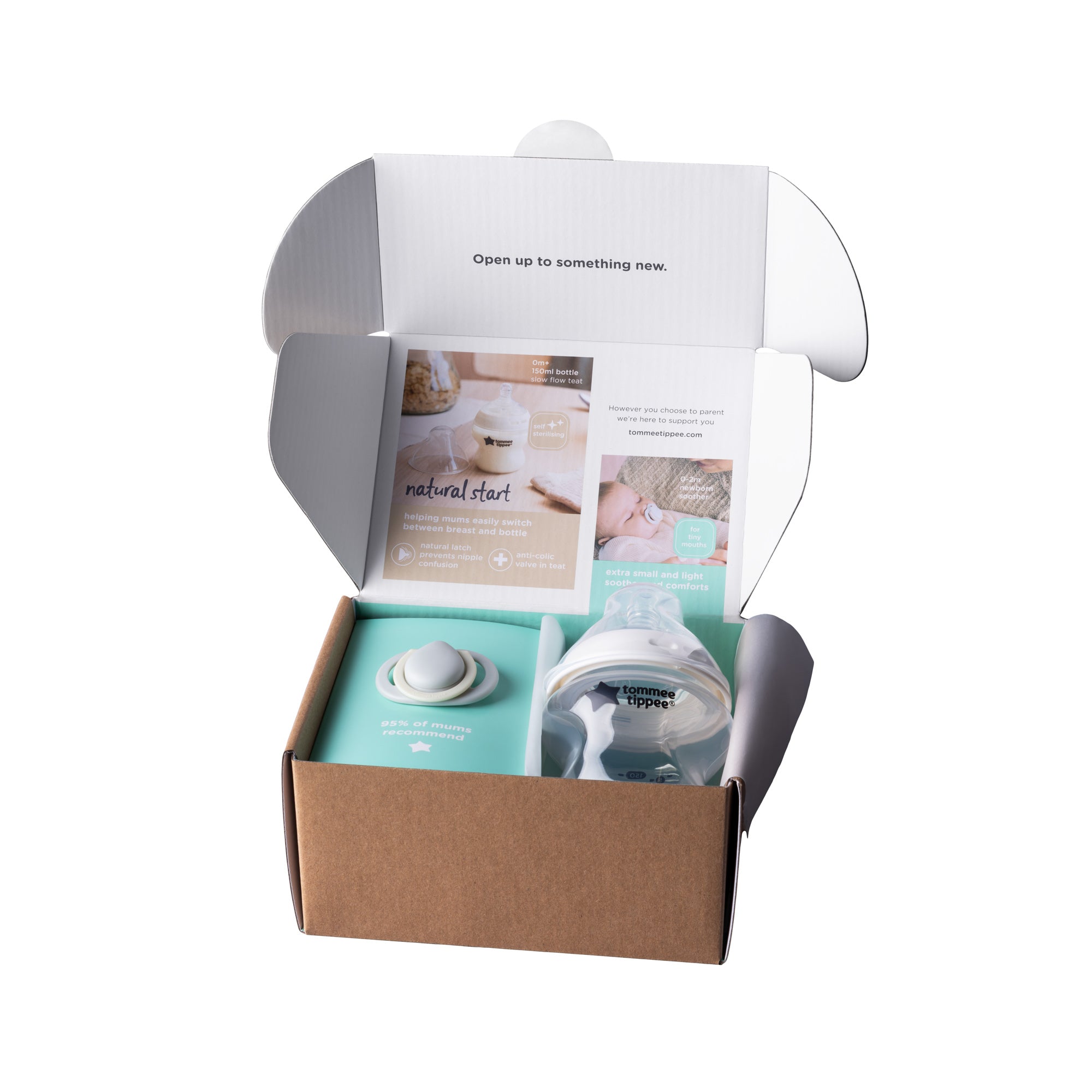 Tommee Tippee Starter Pack - 150ml Bottle & 0-2m Soother