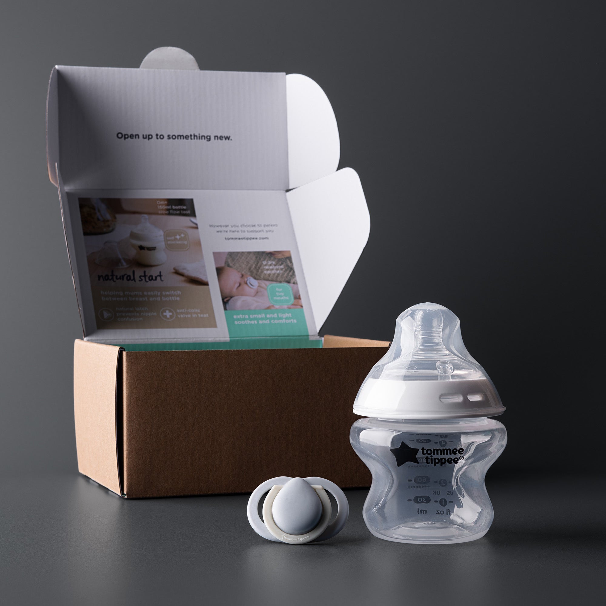 Tommee Tippee Starter Pack - 150ml Bottle & 0-2m Soother