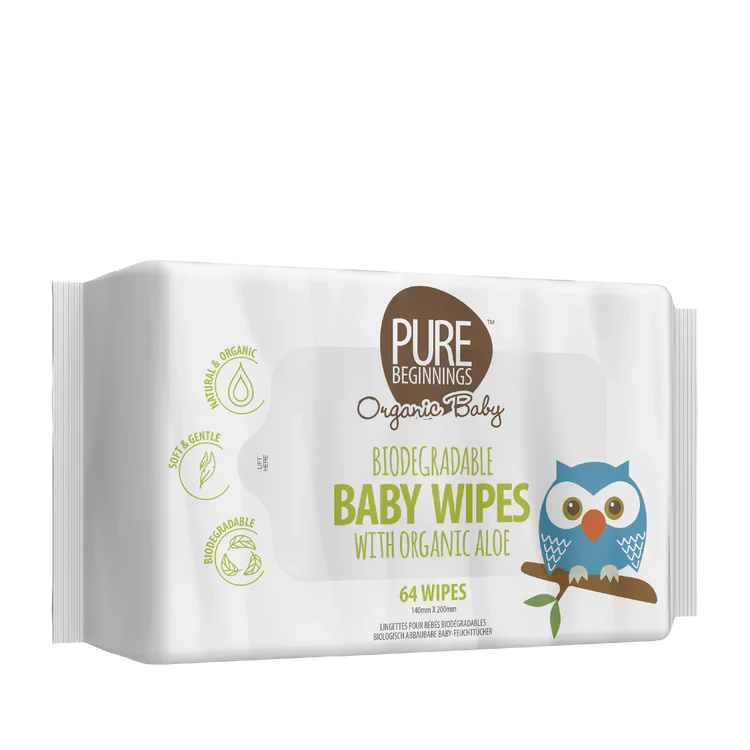 Organic Biodegradable Baby Wipes | With Organic Aloe | Plant-based & Gentle on Skin