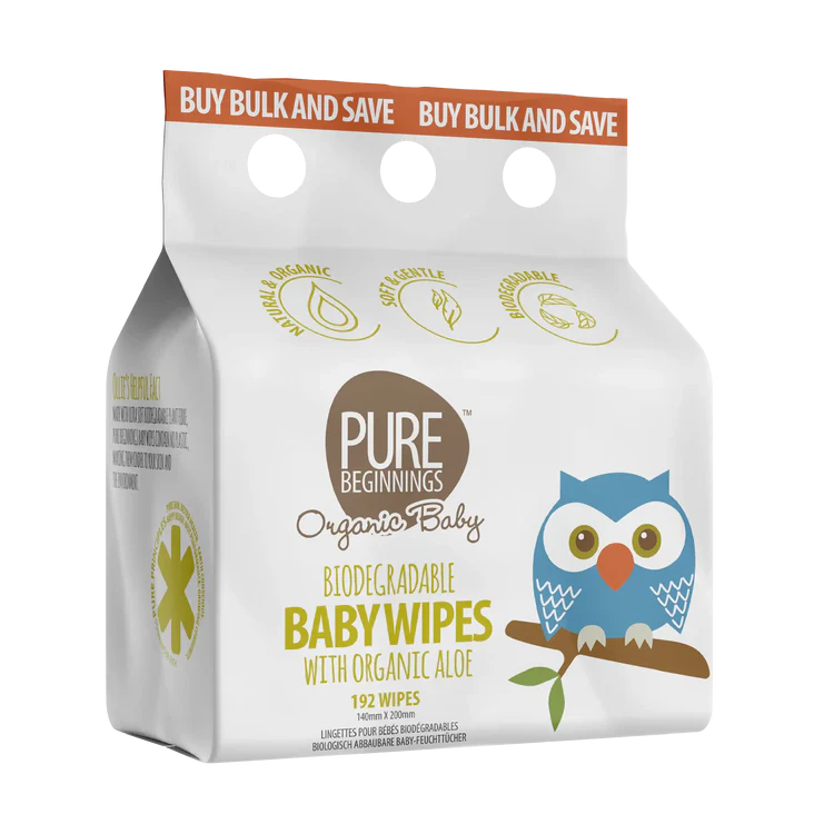 Organic Biodegradable Baby Wipes | With Organic Aloe | Plant-based & Gentle on Skin