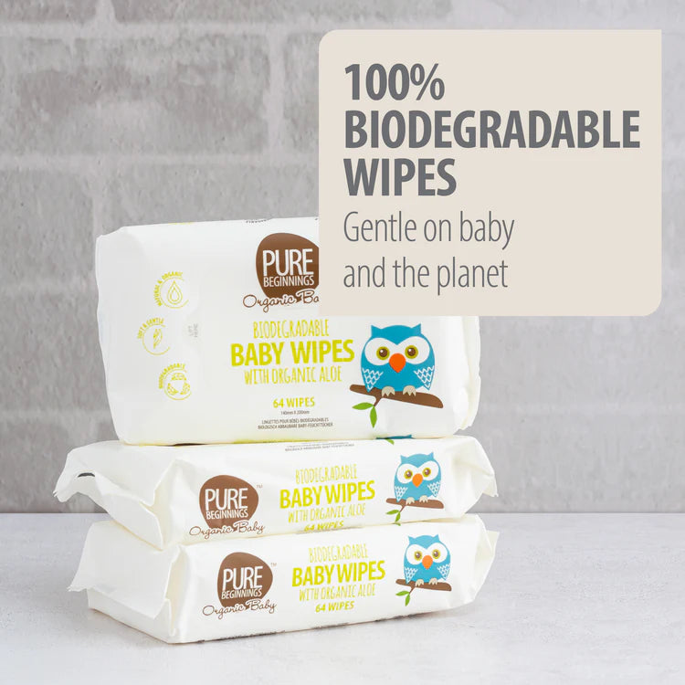 Organic Biodegradable Baby Wipes | With Organic Aloe | Plant-based & Gentle on Skin