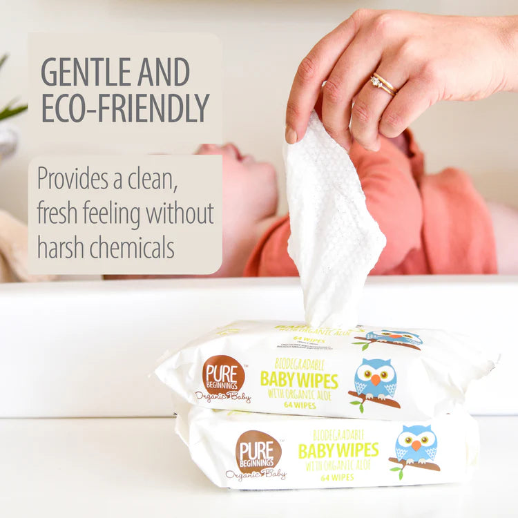 Organic Biodegradable Baby Wipes | With Organic Aloe | Plant-based & Gentle on Skin