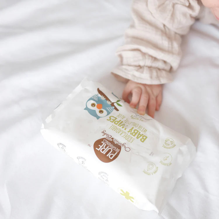 Organic Biodegradable Baby Wipes | With Organic Aloe | Plant-based & Gentle on Skin
