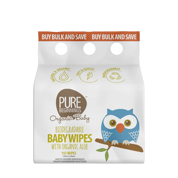 Organic Biodegradable Baby Wipes | With Organic Aloe | Plant-based & Gentle on Skin