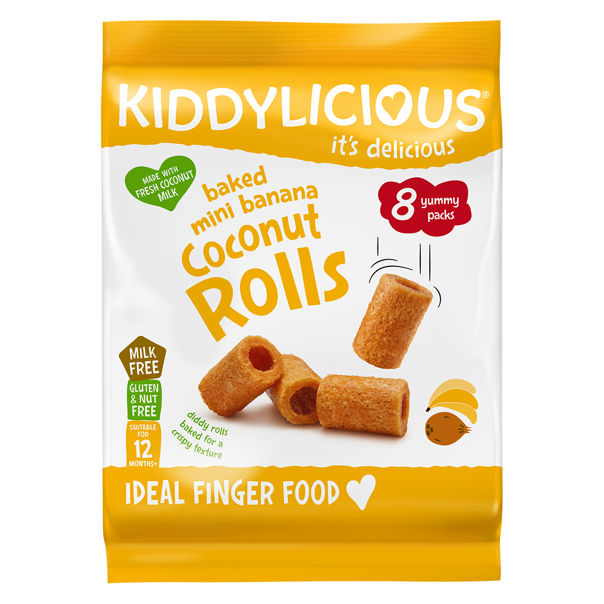 Kiddylicious Mini Banana Coconut Rolls 54,4g (8 x 6.8g)