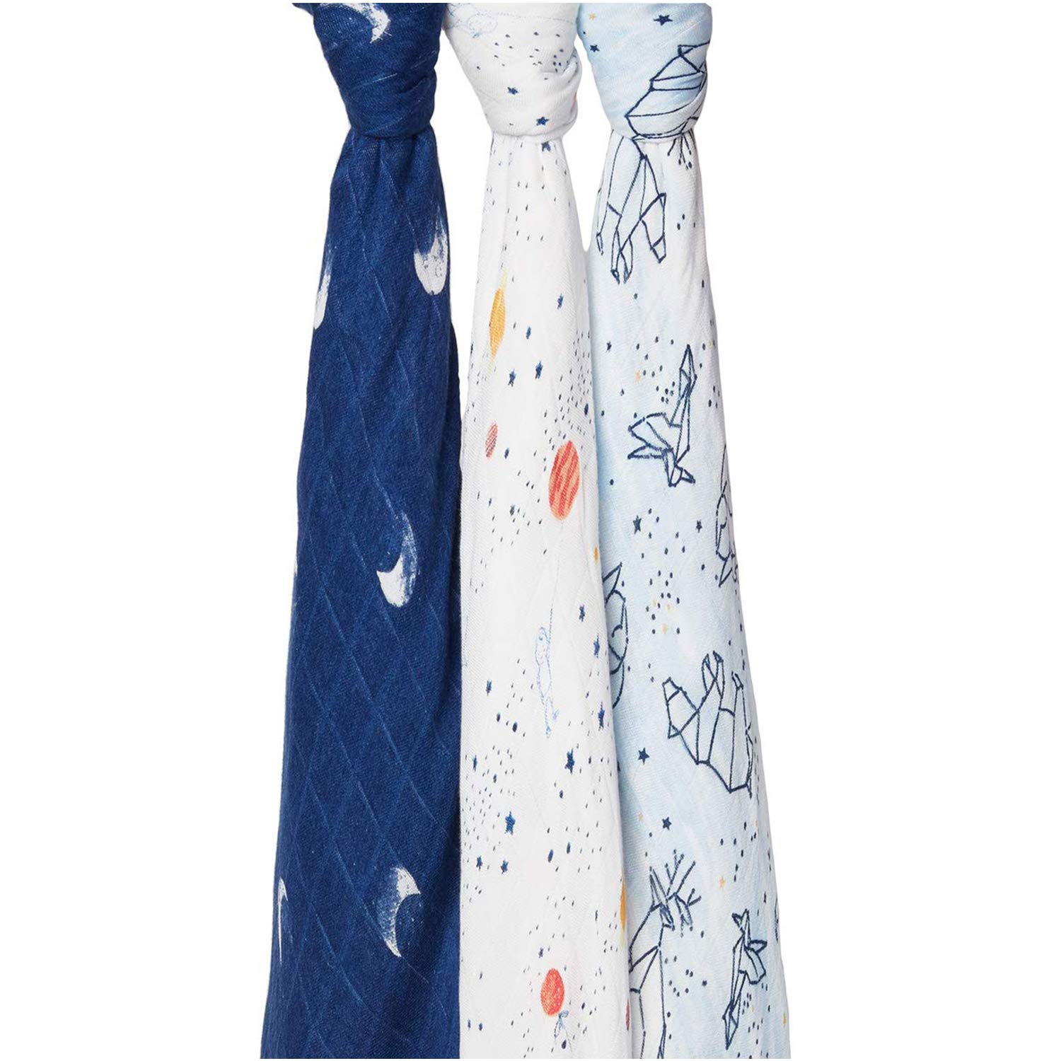 A+A Silky Soft Bamboo Muslin Swaddle 3pck - Stargaze