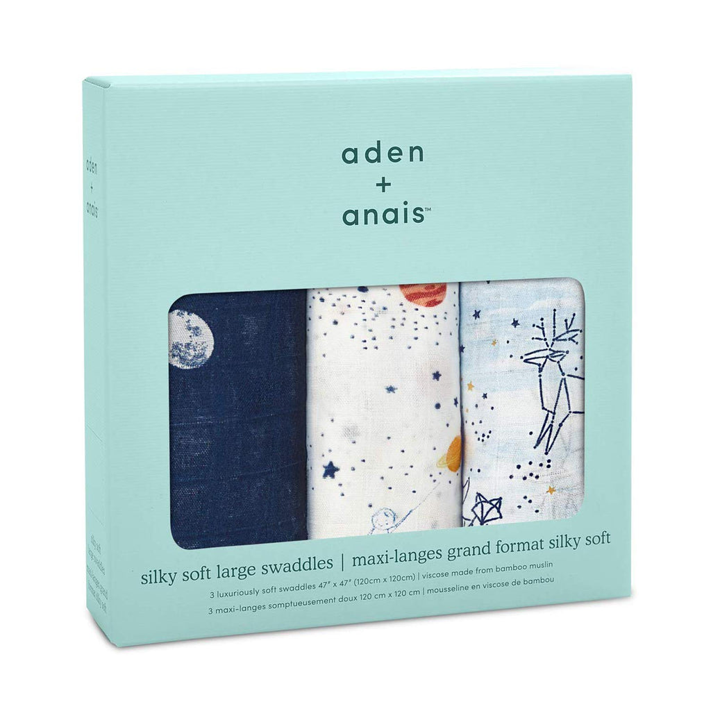 A+A Silky Soft Bamboo Muslin Swaddle 3pck - Stargaze