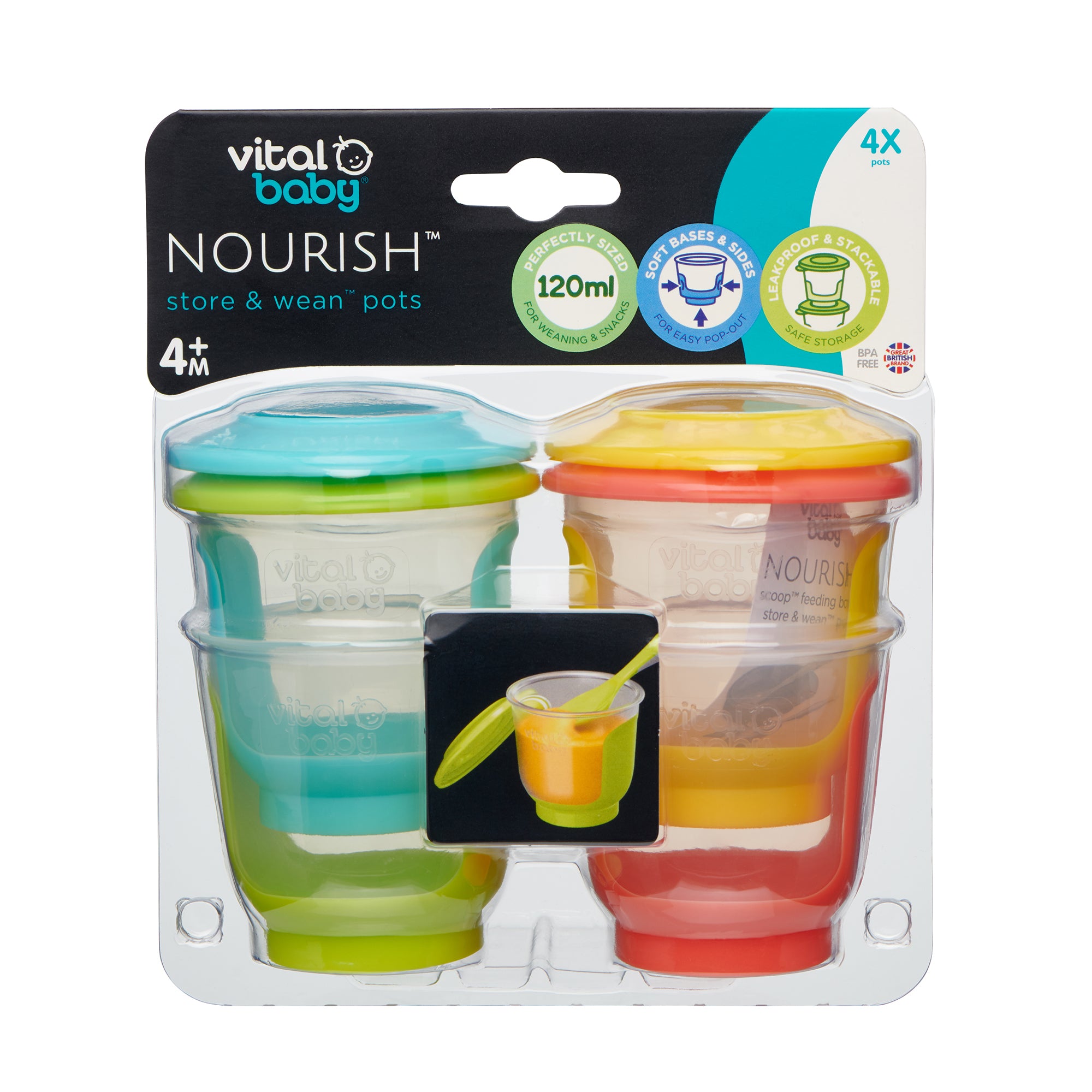 NOURISH Store & Wean Pots 120ml - 4pk